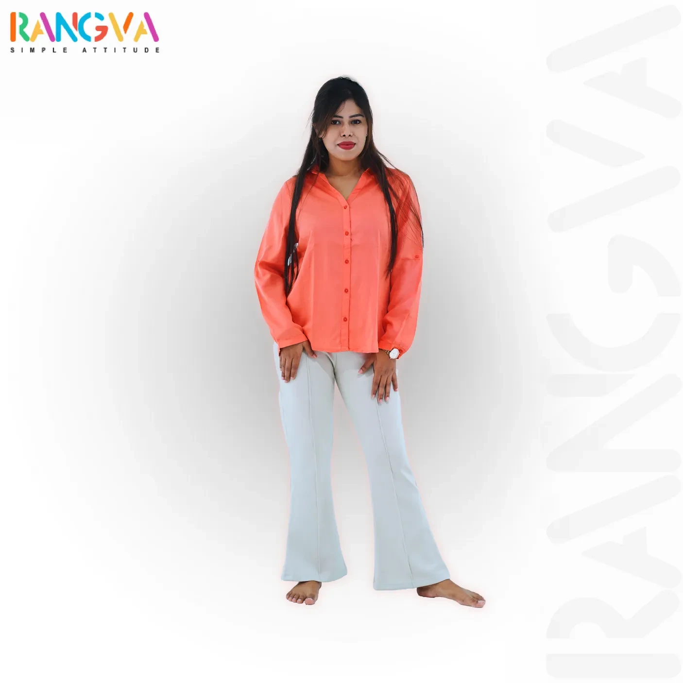 RANGVA Coral Breeze Cotton Button-Down Shirt