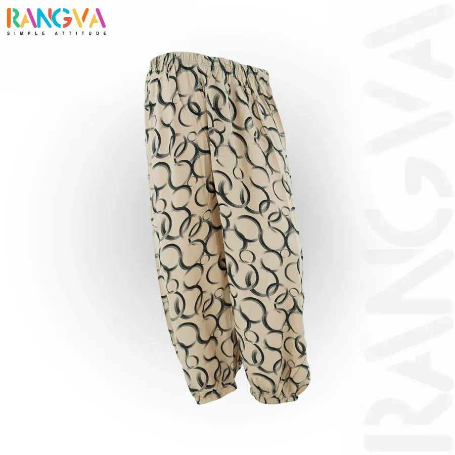 Circle Design Printed Cotton Palazzo-Tan (Alif Laila Style)