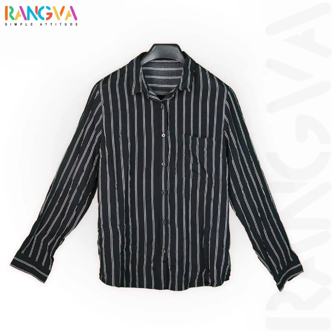 Rangva Women's Black Striped Shirt