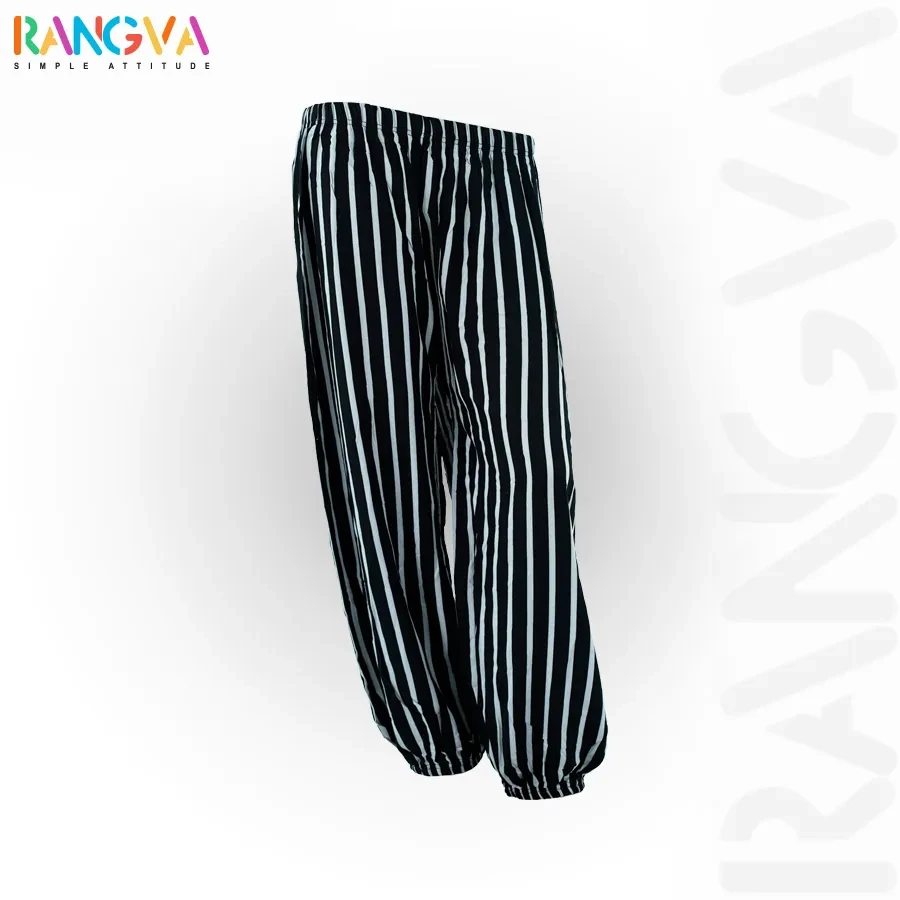 Striped Cotton Palazzo-Black & White (Alif Laila Style)