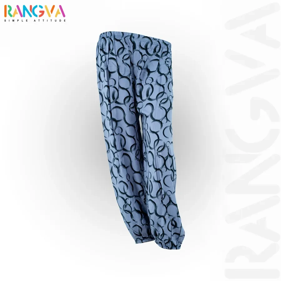 Circle Design Printed Cotton Palazzo-Gray (Alif Laila Style)