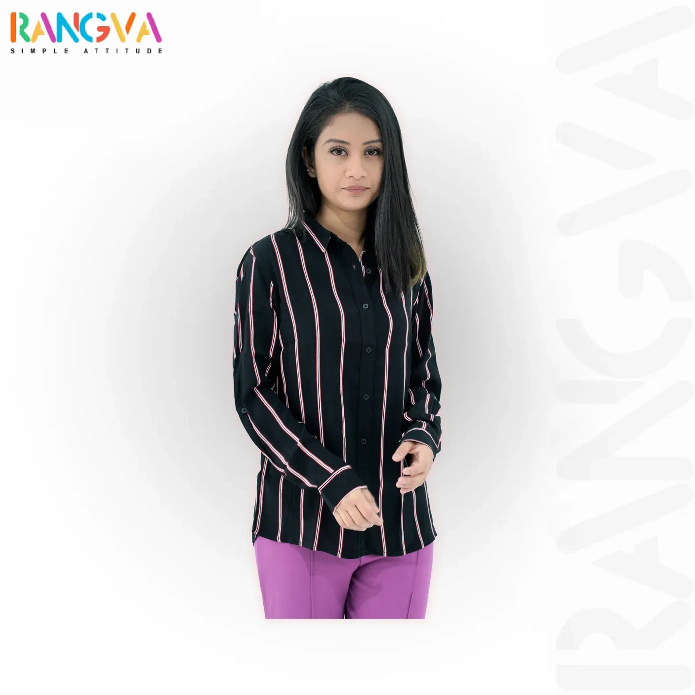 Rangva Women's Black Striped Shirt