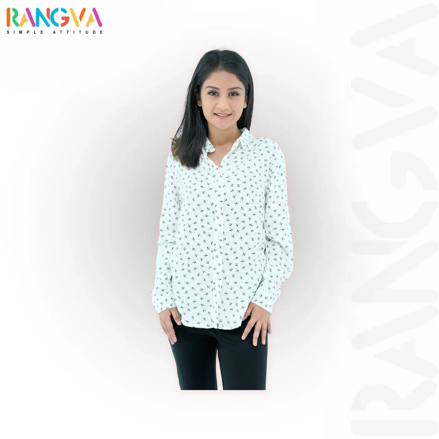Rangva Women's White Printed Shirt