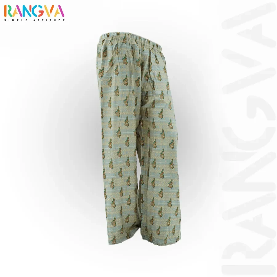 Floral Print Cotton Palazzo-Golden (Straight Cut)