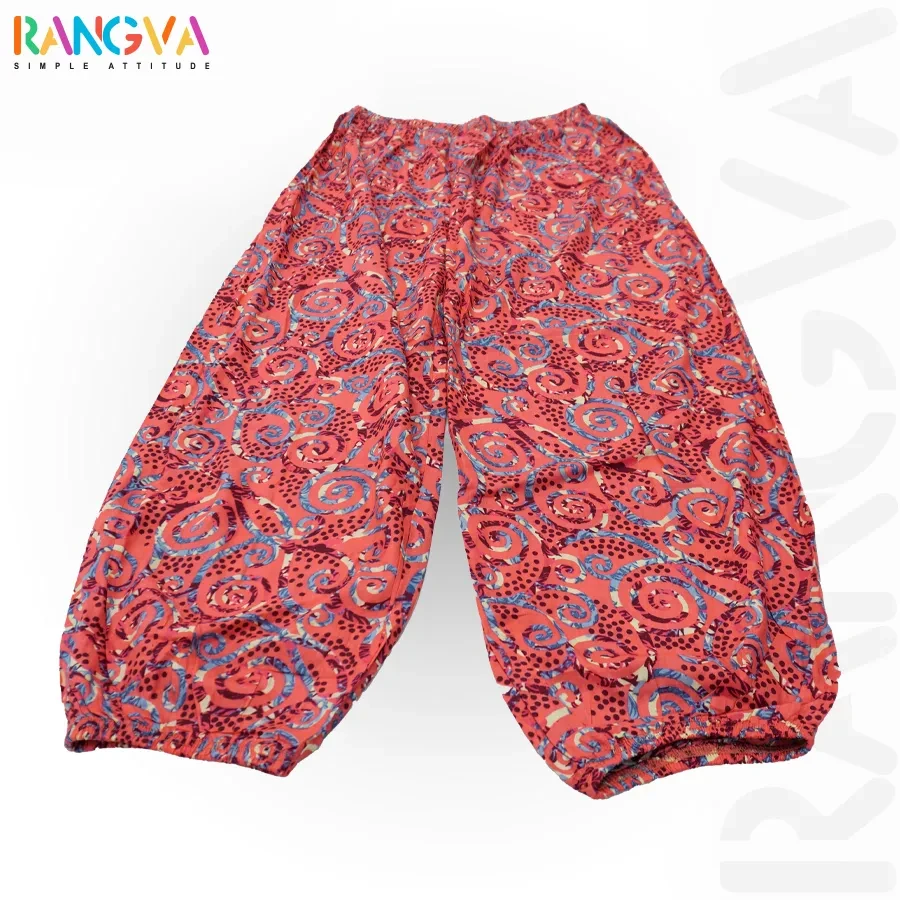 Circle Design Printed Cotton Palazzo-Indian Red (Alif Laila Style)
