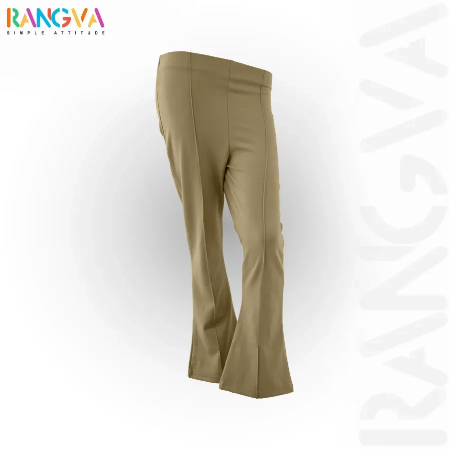 Serene Fit Flare Lounge (Fish Cut) Pants - TAN